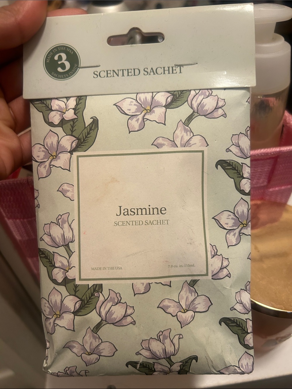 Jasmine Floral Scented Sachet in Light Pink and Green